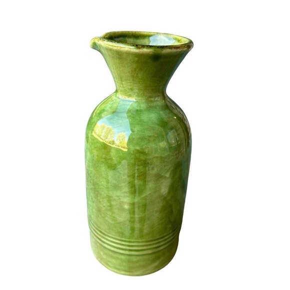 VTG Terrecotte Lotti Drink Pitcher 8.5" Terracotta Green Wine Water Jug Glossy - Picture 5 of 13